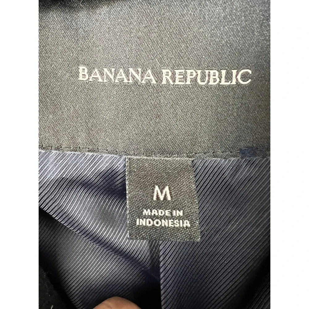 Banana Republic Black Wool Blend Topcoat Trench SZM Classic Career Minimalist